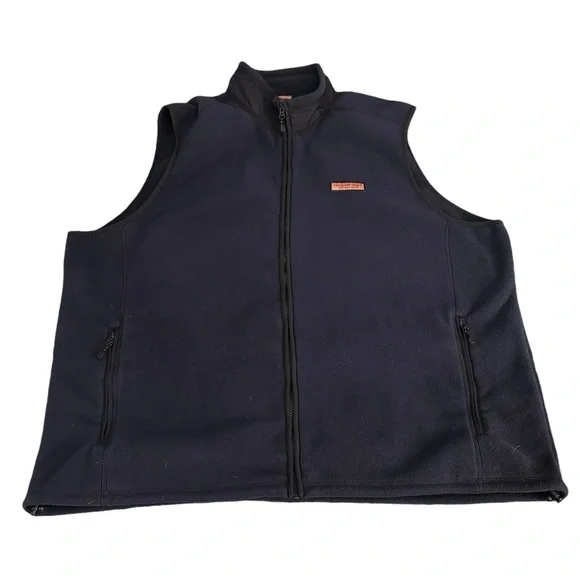 Vineyard Vines men’s full zip vest, blue with classic pink logo, size XXL.